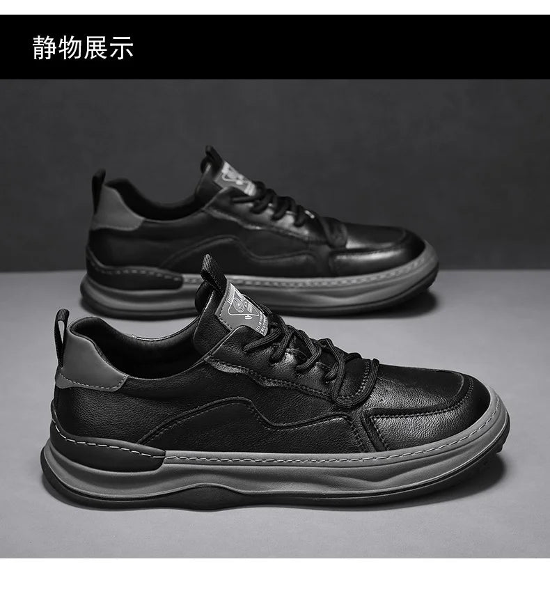 Men's Sneakers Leather Shoes Skateboard Sports and Leisure Shoes for Men Casual Soft and Comfortable Non-slip Wear-resistant