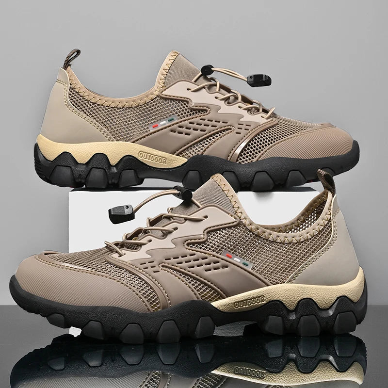 Summer Men's Hiking Shoes Mesh Breathable Sneakers Outdoor Light Men Trekking Trails Shoes Male All Day Walking Work Sneakers