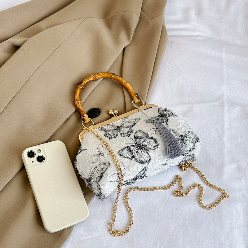 2024 New Chinese Qipao Bag, Women's Fashion Handbag, Elegant Classical Banquet, Party Making, Butterfly Pattern