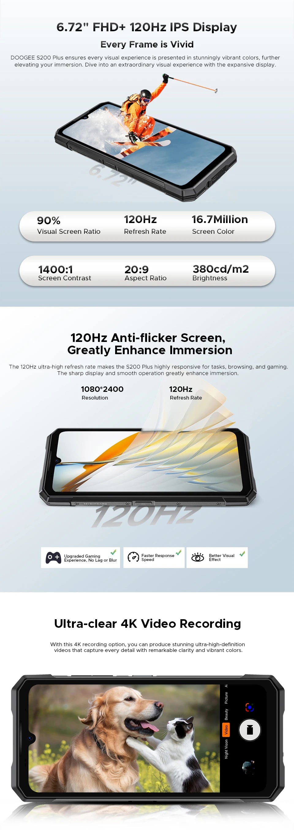 World Premiere DOOGEE S200 Plus 5G AI Rugged Phone Dimensity 7300 1.32" Rear Display 12+512GB 6.72'' 10100mAh Battery Smartphone