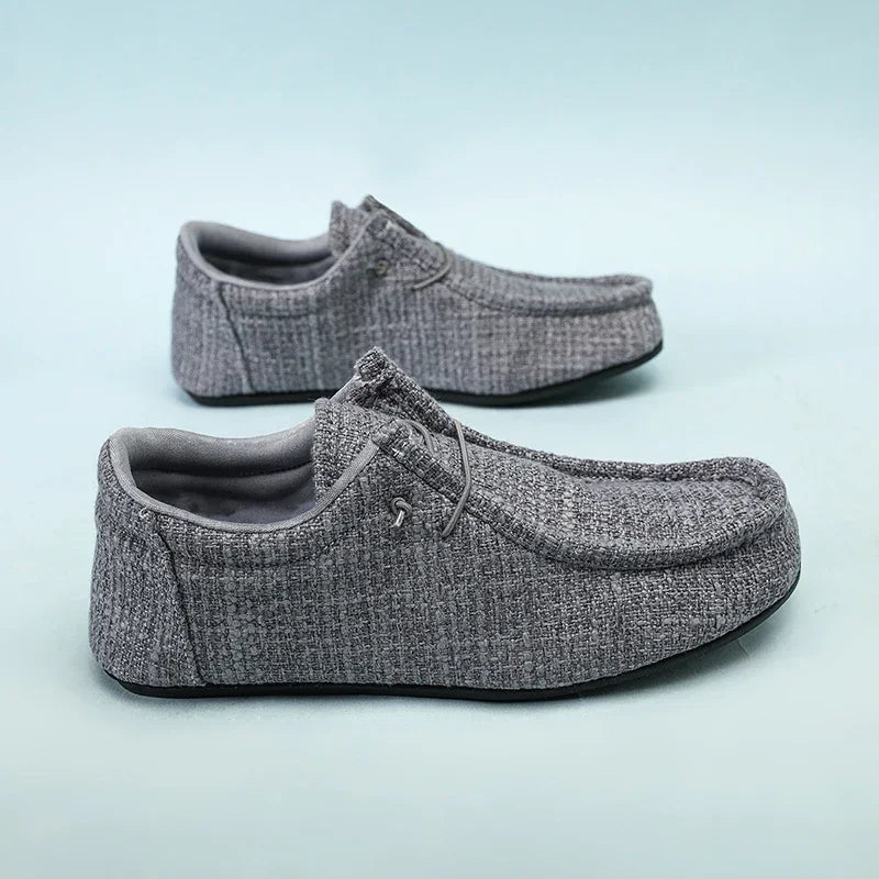 YRZL Summer Men's Canvas Boat Shoes Moccasins Casual Loafers Mens Slip-on Green Lightweight Breathable Comfortable Driving Shoe