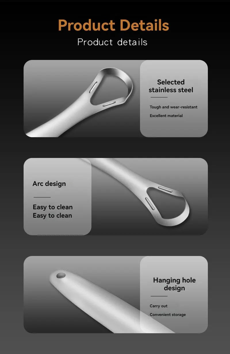 1pc Stainless Steel Tongue Scraper Tongue Coating Cleaner TongueCoating Brush Cleaning Tongue Coating Removing Bad Breath OralCa