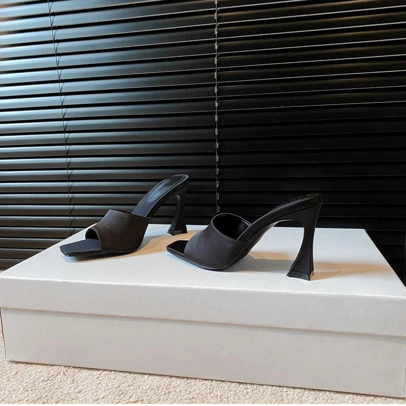 Summer Women's Fashion High Heel Slippers Elegant Open Toe Dress Slides Design Style Stripper Party Sandals