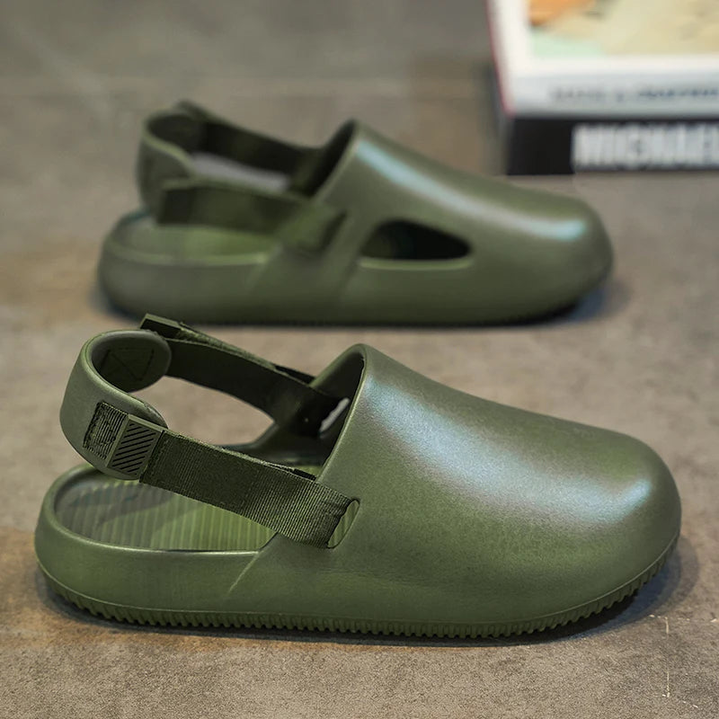 Summer Men Slippers Platform Outdoor Beach Sandals Clogs Quick Dry Non-Slip Indoor Home Slides Bathroom Shoe Male Casual Loafers