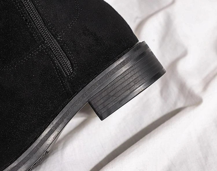 Shoes for Woman Middle Heel Footwear Winter Knee High Shaft Women's Boots Long Flat Gothic Spring Autumn Demi-season Quality Hot