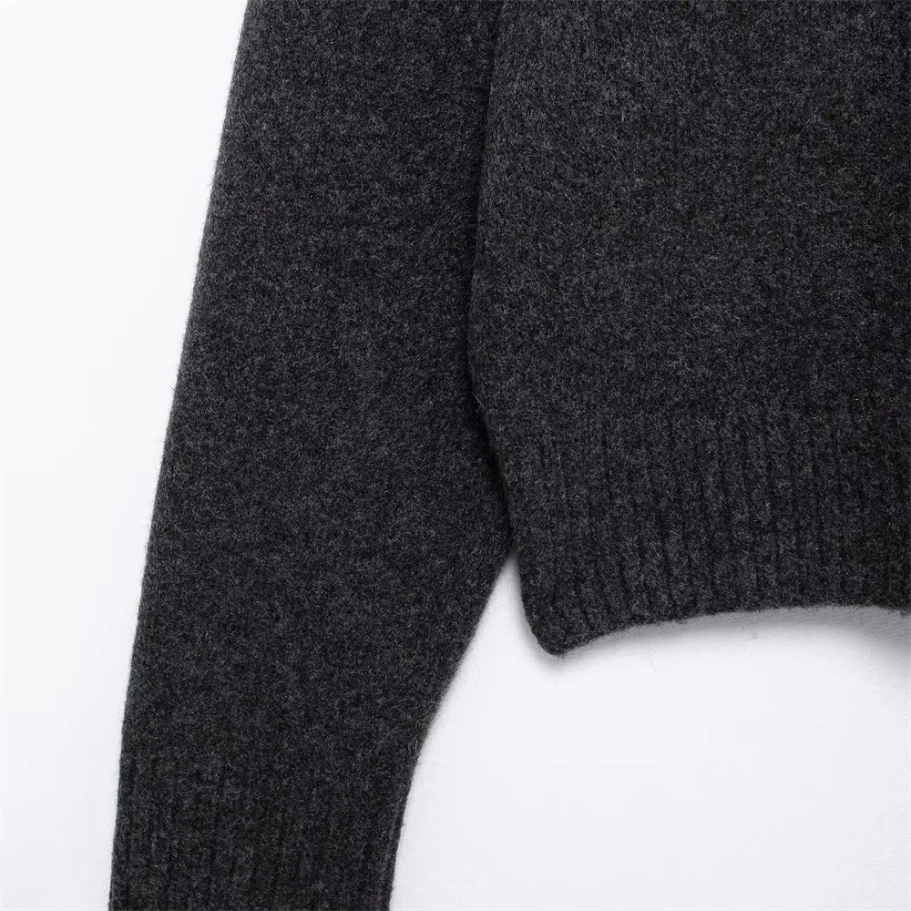 UNIZERA Women's Knitted Sweater Round Neck Long Sleeve Solid Color Autumn New Warm Sweater