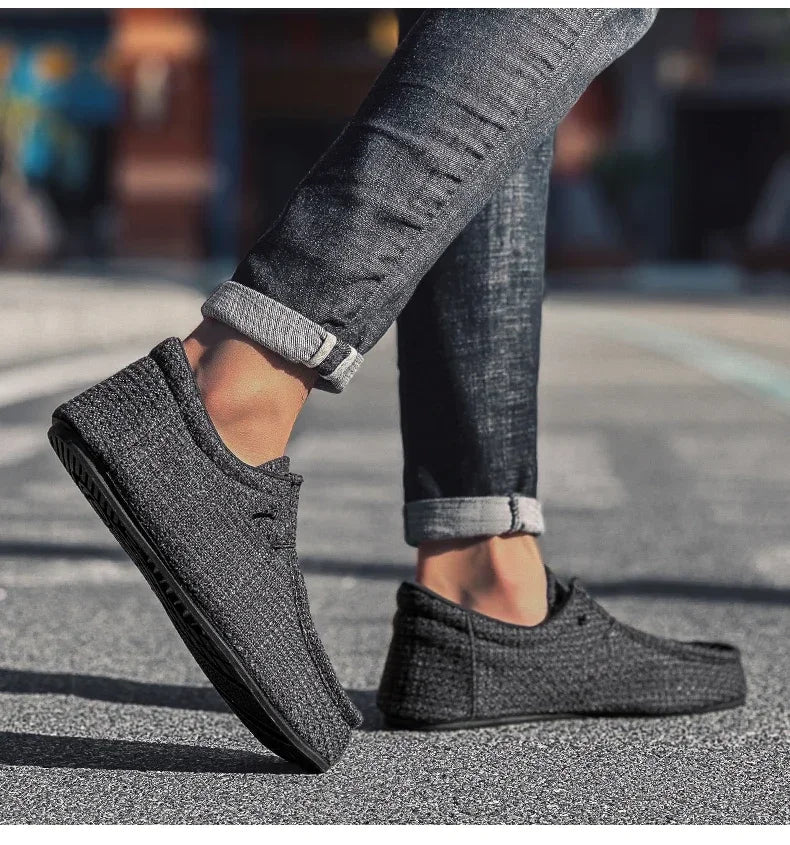 YRZL Summer Men's Canvas Boat Shoes Moccasins Casual Loafers Mens Slip-on Green Lightweight Breathable Comfortable Driving Shoe