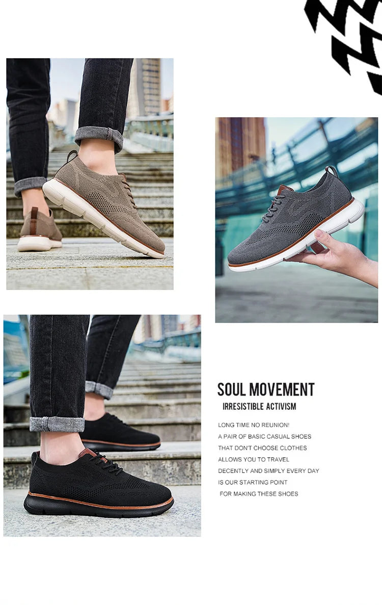 STRONGSHEN Men Casual Handmade Shoes Mesh Breathable Sneakers Business Fashion Business Formal Shoes for Men Trainers Zapatos