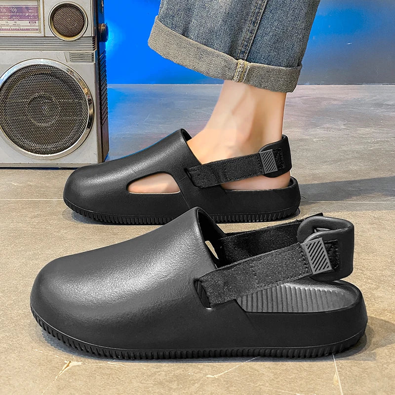 Summer Men Slippers Platform Outdoor Beach Sandals Clogs Quick Dry Non-Slip Indoor Home Slides Bathroom Shoe Male Casual Loafers