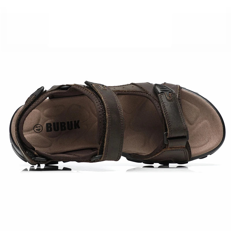 First-Layer Cowhide Men's Sports Sandals, Open-Toe Outdoor Non-Slip Sandals, Casual Men's Shoes, Outdoor Fashion Beach Shoes, Light and Comfortable, Can Be Worn by Men and Women, Suitable for Outdoor Hiking, Travel, Wo