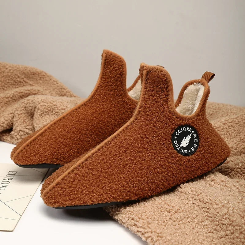 YRZL Winter Slippers Men Couple Slippers Non-slip Warm Women and Men Slipper Indoor Soft Shoes Comfortable Flat Home Cotton Shoe