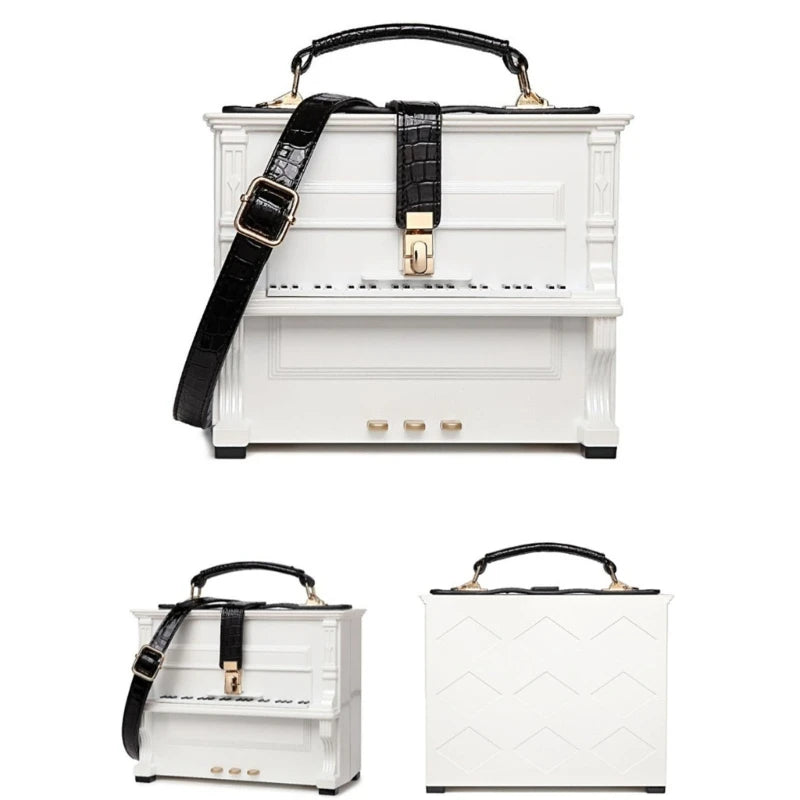 Women Vintage Acrylic Piano Shaped Clutch Box Shoulder Bag Elegant Evening Crossbody Handbag Top Handle Purse Dropship