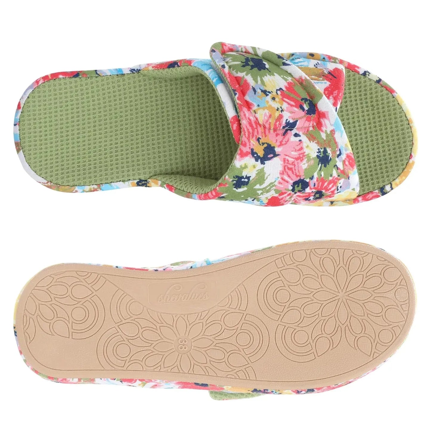 Litfun Women Orthopedic Home Slippers Fashion Open Toes Cozy Fur Flip-flops Indoor Flat Slides With Arch Support Cotton Slippers