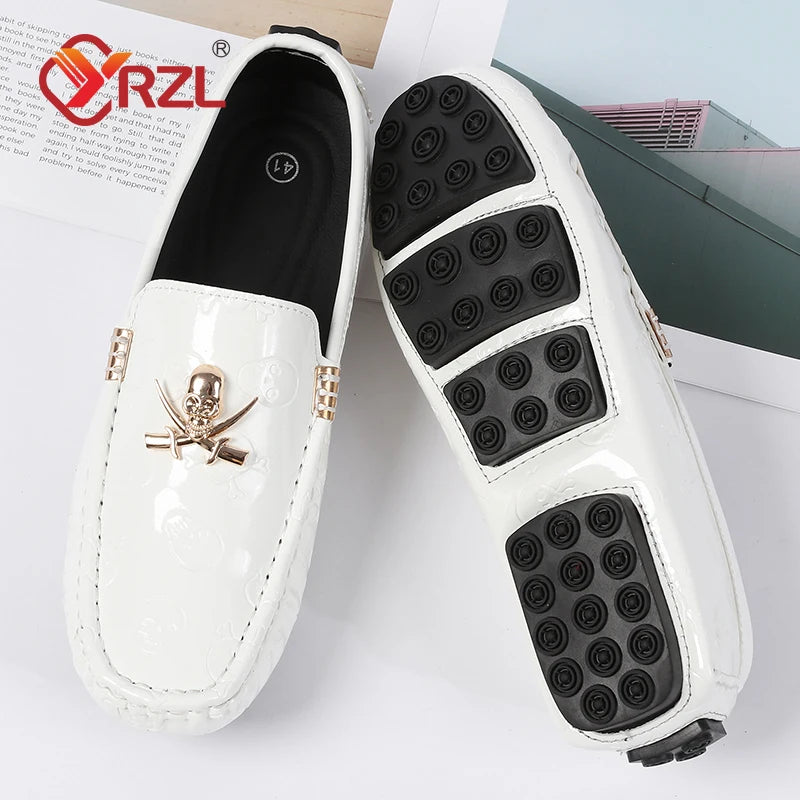 YRZL White Loafers Men Casual Shoes Handmade Lazy Shoes Men Loafers Moccasins Size 48 Breathable Slip on Driving Loafers for Men