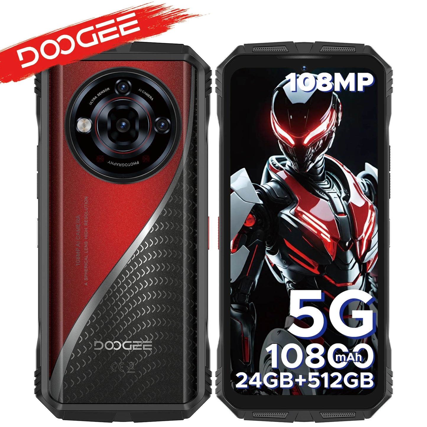 DOOGEE S118 Pro 5G Rugged Phone dimension 7050 6.6 ''FHD 120Hz 8GB RAM 512GB ROM 10800mAh Battery Cell Phone NFC Mobilephones