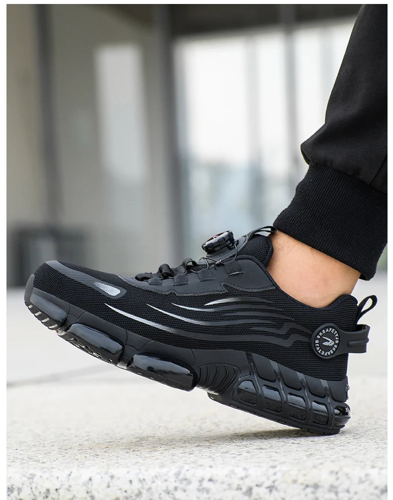 Rotating Button Safety Shoes Men Anti-smash Anti-puncture Work Shoes Fashion Men Safety Sport Shoes Security Protective BootsMen