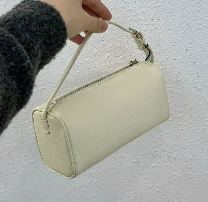VIELINE Women's Pencil Bag Pillow Bag Genuine Leather Underarm Hobo Bag Day Clutches Ladies Simple Design Mini Purse