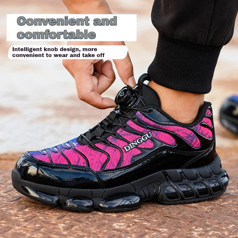 Rotating Buttons Safety Shoes Men Fashion Work Sneakers Steel Toe Shoes High-quality Work Shoes Puncture-Proof Protective Shoes