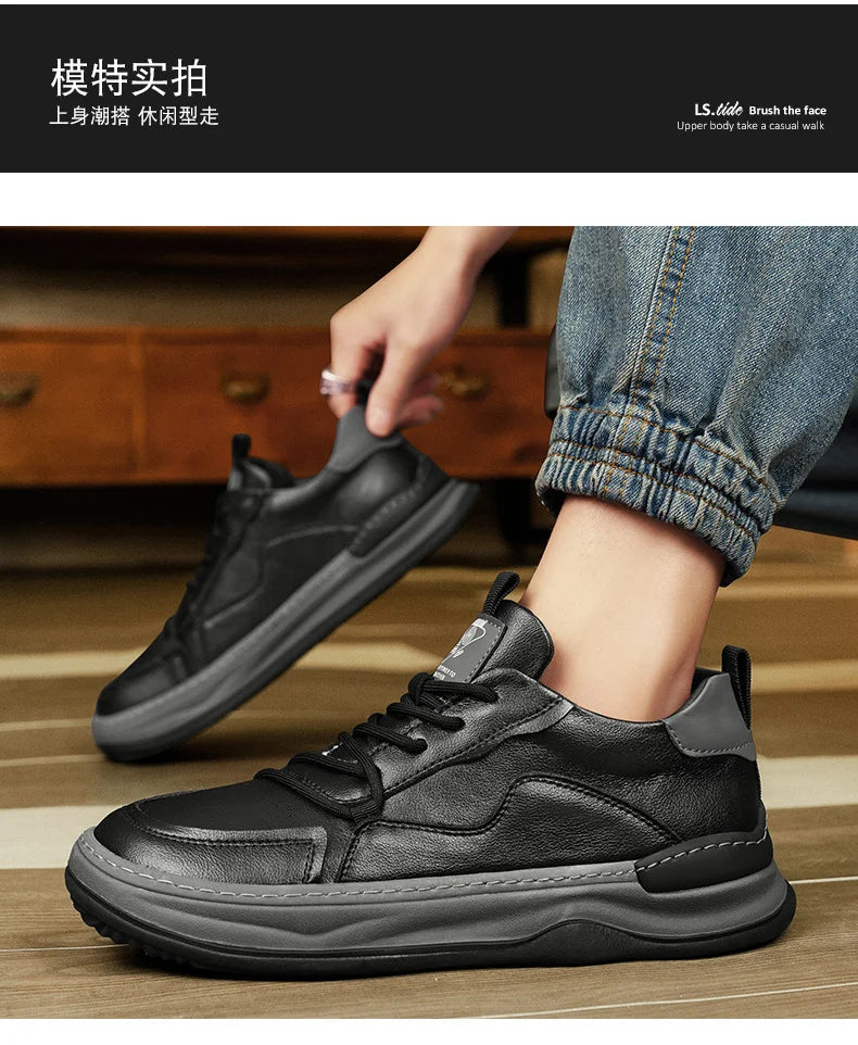 Men's Sneakers Leather Shoes Skateboard Sports and Leisure Shoes for Men Casual Soft and Comfortable Non-slip Wear-resistant