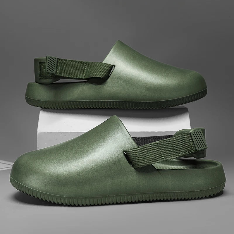 Summer Men Slippers Platform Outdoor Beach Sandals Clogs Quick Dry Non-Slip Indoor Home Slides Bathroom Shoe Male Casual Loafers