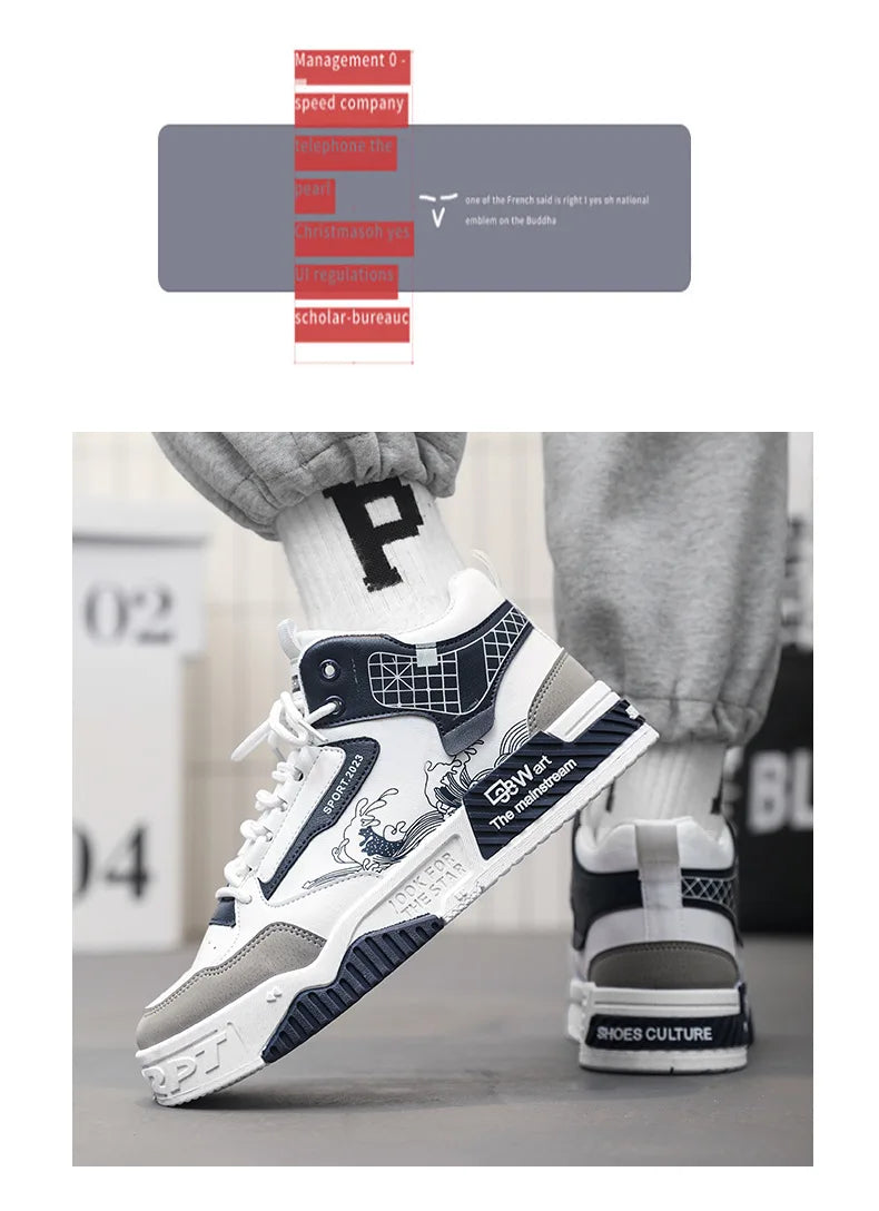 Men's Sneakers Fashion High Top Casual Shoe Lace Up platform Shoes for Men Tenis Shoes zapatos baratos liquidación envios gratis