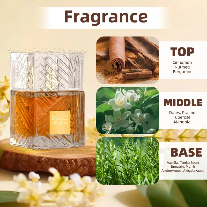 Lattafa Khamrah 香水淡香水噴霧原始阿拉伯香水芳香辛辣香水女士男士晚裝