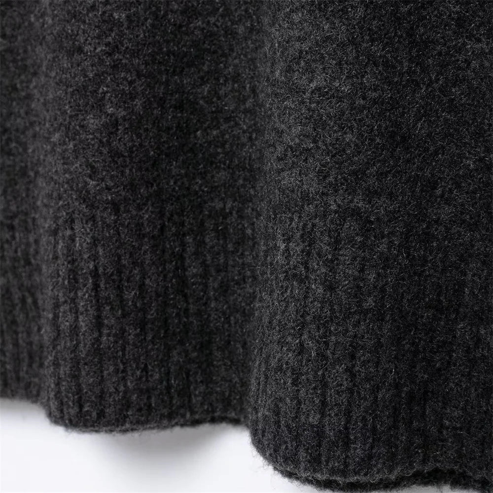 UNIZERA Women's Knitted Sweater Round Neck Long Sleeve Solid Color Autumn New Warm Sweater