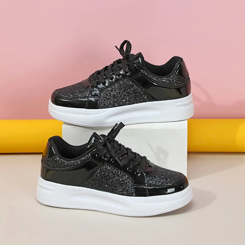 Women Shoes Spring 2024 New Fashion Vulcanized Sneakers for Women Casual Shoes Outdoor Walking Footwear Size 36-45 Gold Silver