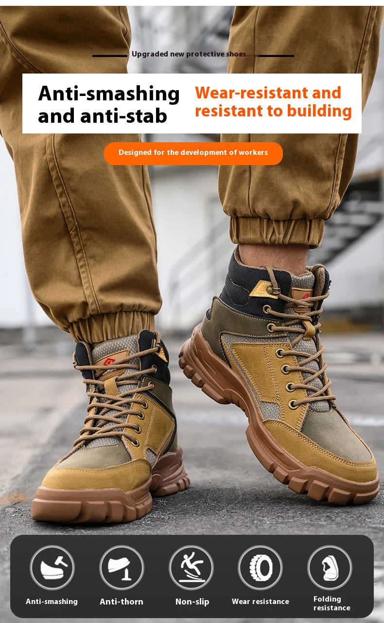 Outdoors Desert Boots Steel Toe Shoes Work Boots Indestructible Shoes Protective Boots Safety Shoes Combat Boots Puncture-Proof