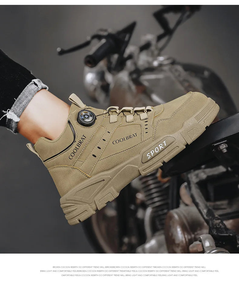 2024 New Men's High Top Platform Casual Boots Swivel Button Outdoor Cargo Men's Booties Motorcycle Ankle Boots Sneakers for Men