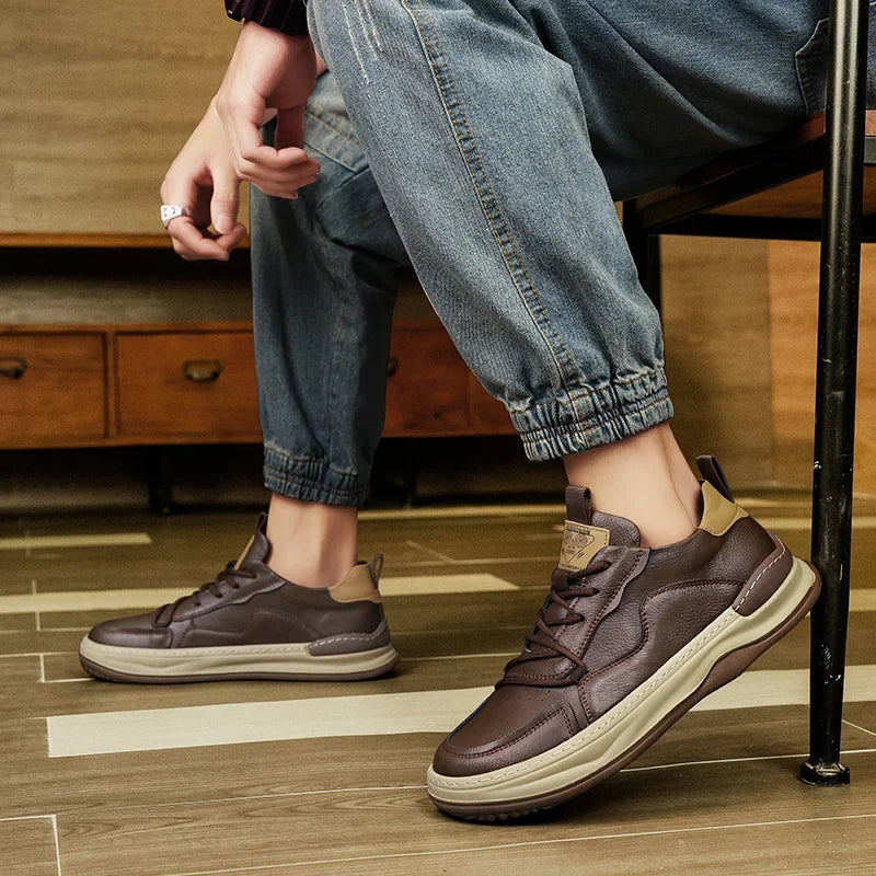 Men's Sneakers Leather Shoes Skateboard Sports and Leisure Shoes for Men Casual Soft and Comfortable Non-slip Wear-resistant