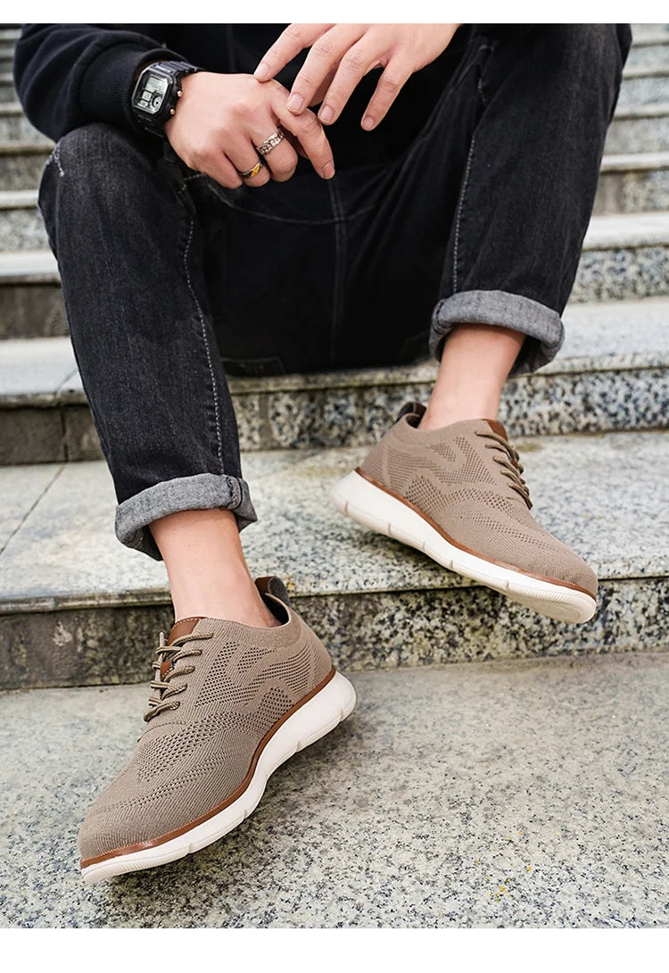 STRONGSHEN Men Casual Handmade Shoes Mesh Breathable Sneakers Business Fashion Business Formal Shoes for Men Trainers Zapatos