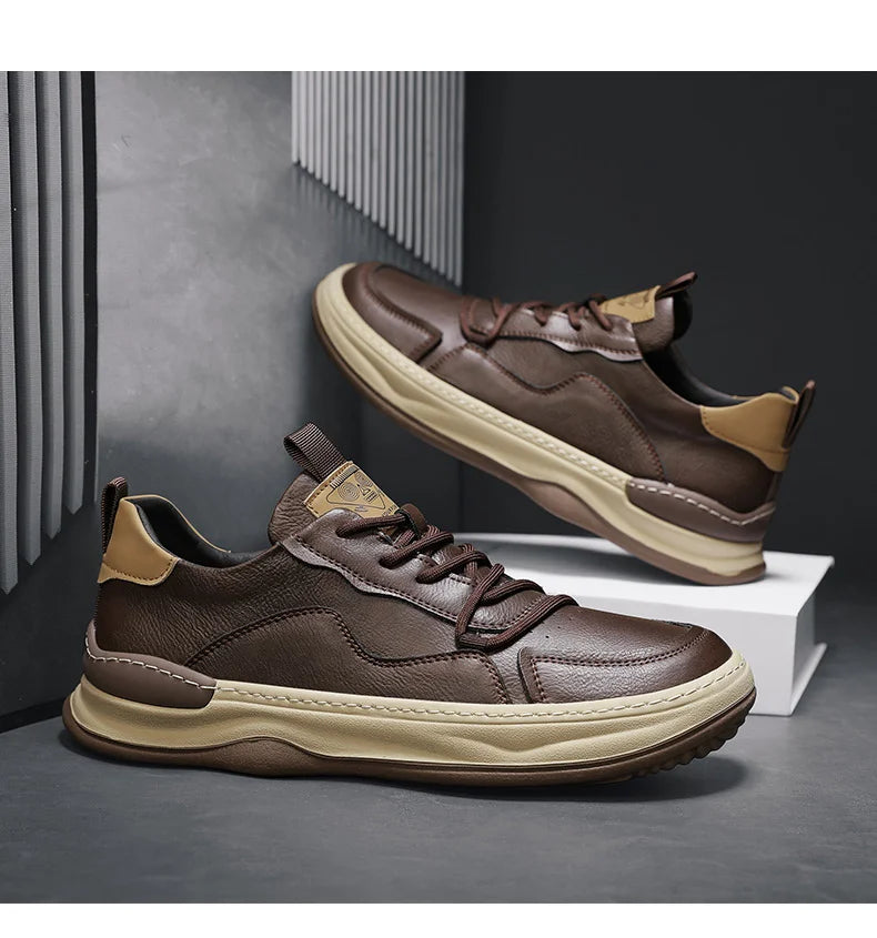 Men's Sneakers Leather Shoes Skateboard Sports and Leisure Shoes for Men Casual Soft and Comfortable Non-slip Wear-resistant