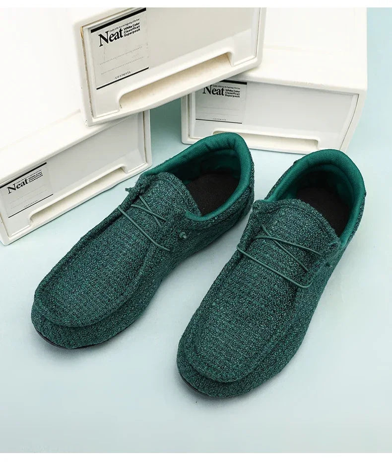 YRZL Summer Men's Canvas Boat Shoes Moccasins Casual Loafers Mens Slip-on Green Lightweight Breathable Comfortable Driving Shoe