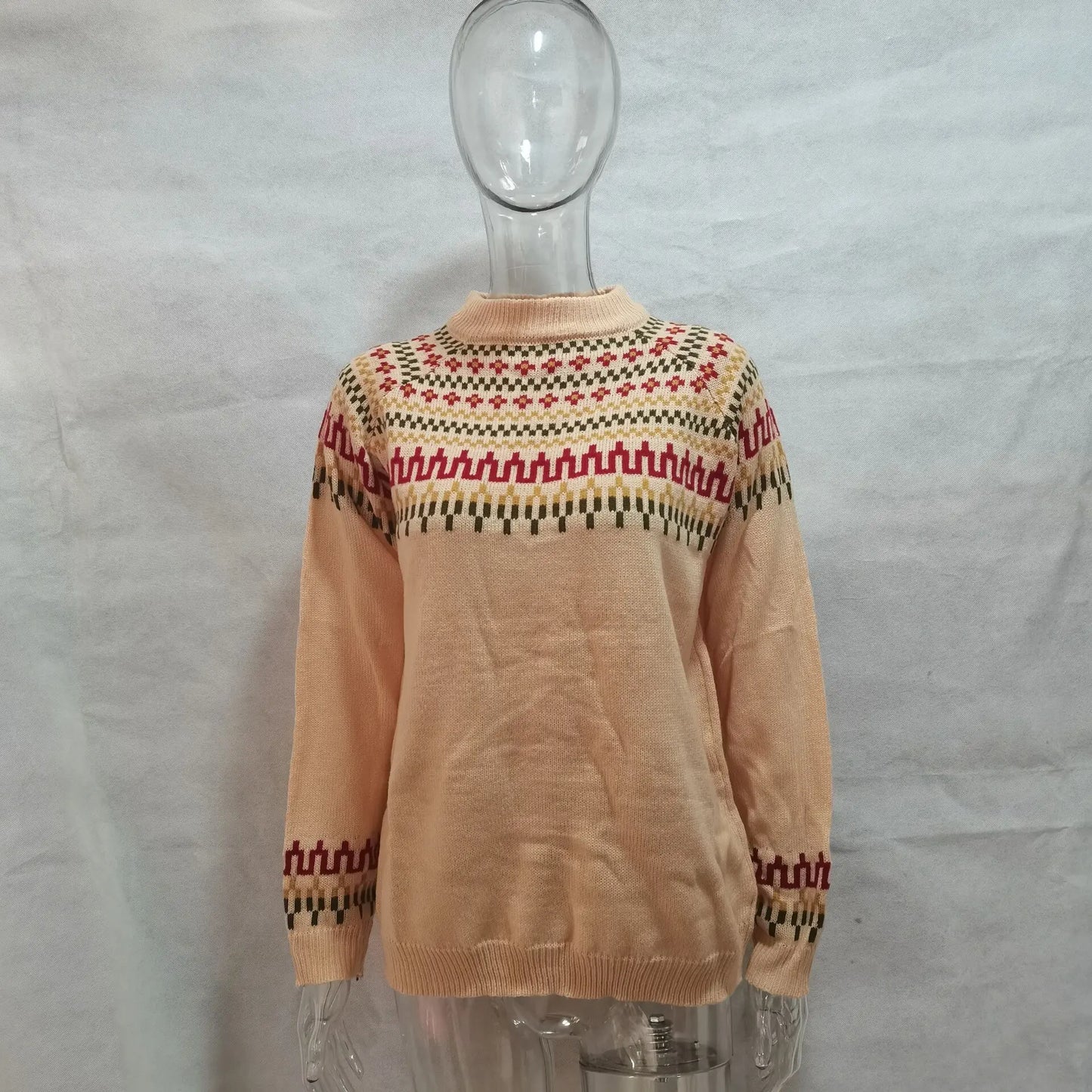 Pullovers Women Knitted Sweater Long Sleeve Turtleneck Jumpers Print Sweaters Loose Fit Spring 2025 High Street Sports