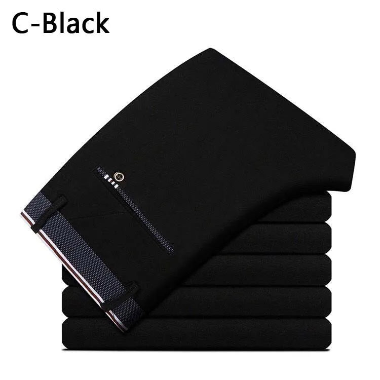 男士夏季時尚商務休閒長褲西裝褲男彈性直筒正裝褲子加大尺寸28-40