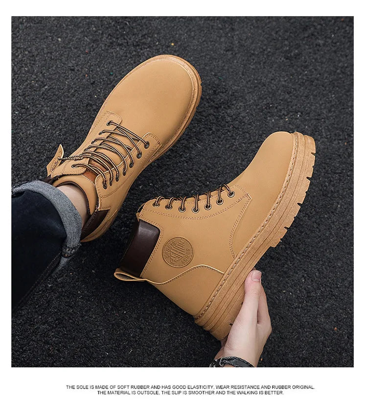 2025 Autumn New Men's Luxury Boots Comfortable Breathable Waterproof Men's Shoes Fashionable Men's Work Boots Motorcycle Boots