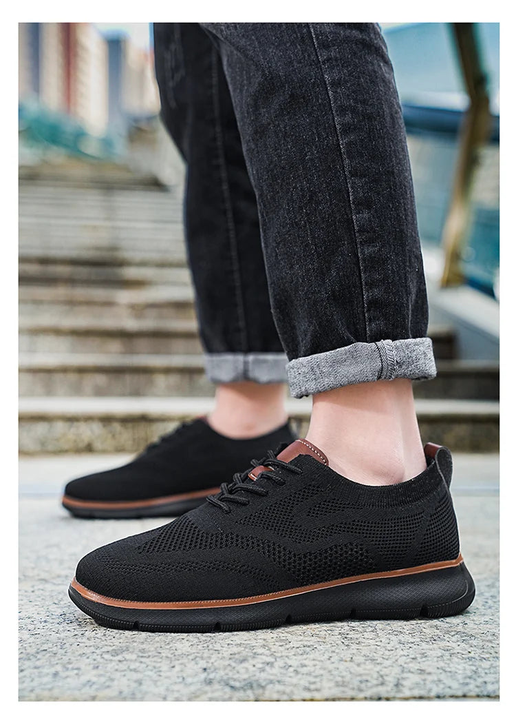 STRONGSHEN Men Casual Handmade Shoes Mesh Breathable Sneakers Business Fashion Business Formal Shoes for Men Trainers Zapatos