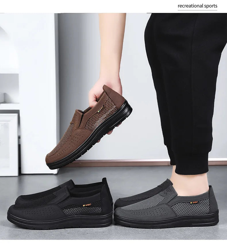 Men's spring new hollowed out mesh casual sports cloth shoes with soft soles dad's shoes work breathable men's shoes zapatillas