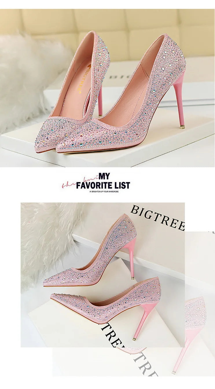 Rhinestone Women Pumps Sexy Stiletto Women High Heels Pointed Toe Women Heels Pumps Women Shoes Party Wedding Shoes Scarpe Donna