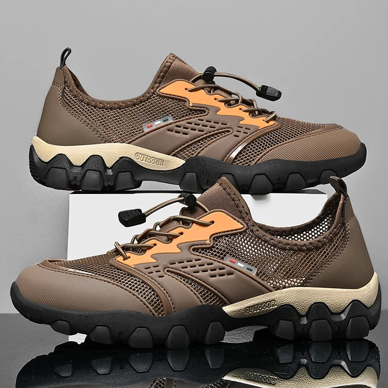 Summer Men's Hiking Shoes Mesh Breathable Sneakers Outdoor Light Men Trekking Trails Shoes Male All Day Walking Work Sneakers