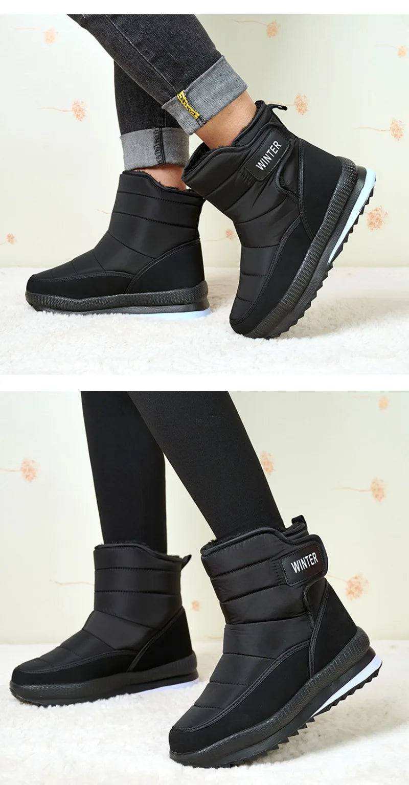 2024 Winter Boots Men Women Warm Plush Snow Boots Thicken Comfortable Outdoor High Top Cotton Shoes Non-slip Wade Ankle Boots