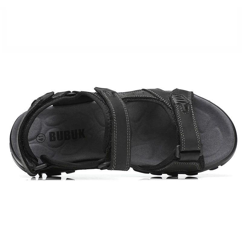 First-Layer Cowhide Men's Sports Sandals, Open-Toe Outdoor Non-Slip Sandals, Casual Men's Shoes, Outdoor Fashion Beach Shoes, Light and Comfortable, Can Be Worn by Men and Women, Suitable for Outdoor Hiking, Travel, Wo