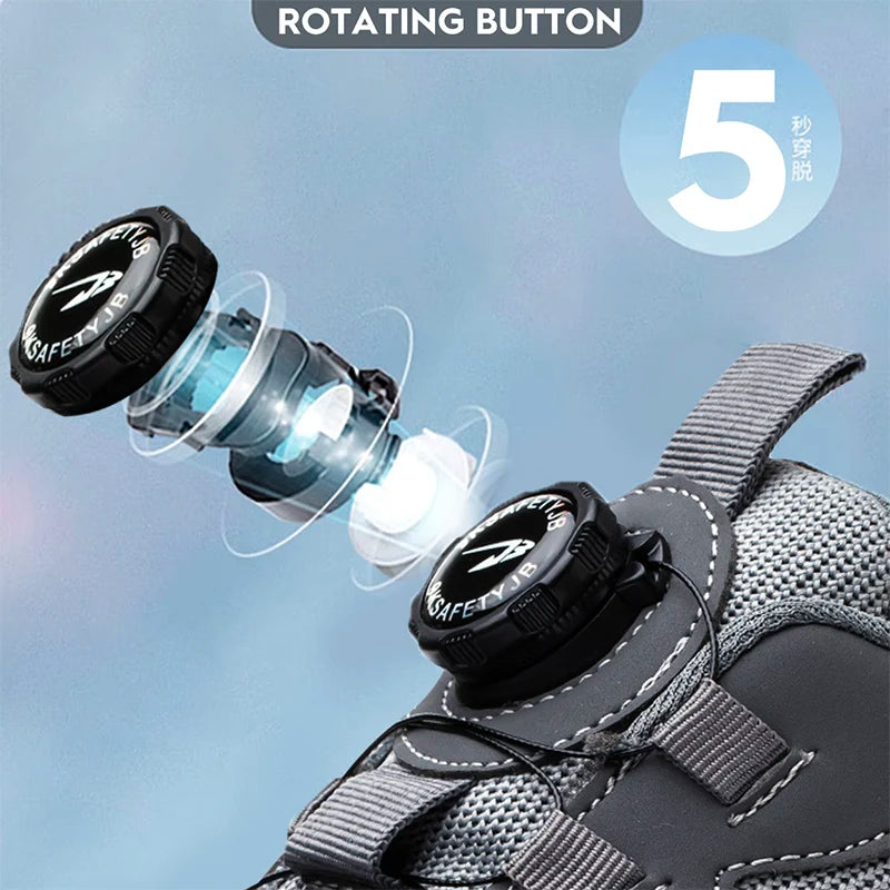 Rotating Button Safety Shoes Men Anti-smash Anti-puncture Work Shoes Fashion Men Safety Sport Shoes Security Protective BootsMen