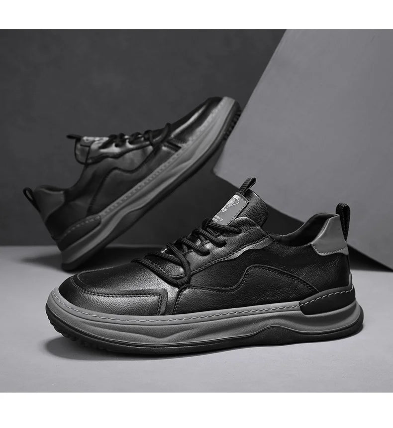 Men's Sneakers Leather Shoes Skateboard Sports and Leisure Shoes for Men Casual Soft and Comfortable Non-slip Wear-resistant