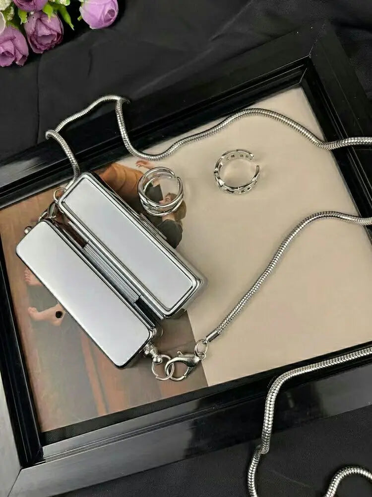 Lipstick Bag MINI Metallic Style Stainless Steel Chains Fashion Hasp Purse Euro-America Style
