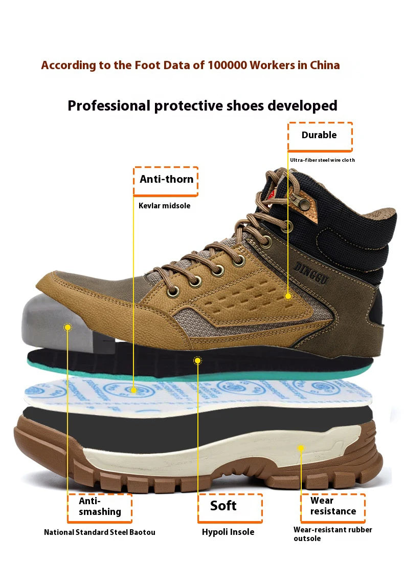 Outdoors Desert Boots Steel Toe Shoes Work Boots Indestructible Shoes Protective Boots Safety Shoes Combat Boots Puncture-Proof
