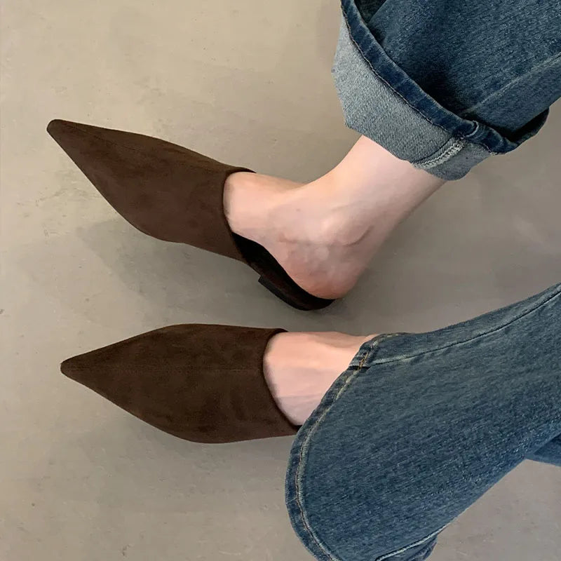 2025 Luxury Summer Beach Flats Ladies Slippers Shoes Fashion Pointed Toe Flats Slippers Women Mules Female Slides Sandals