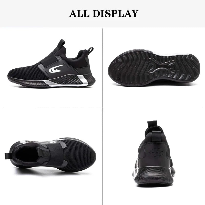 Steel Toe Men's Work Shoes Slip Resistant Lightweight Sole Tough Comfortable Shoes Man Safety Shoes Fashions Outdoor Sneaker