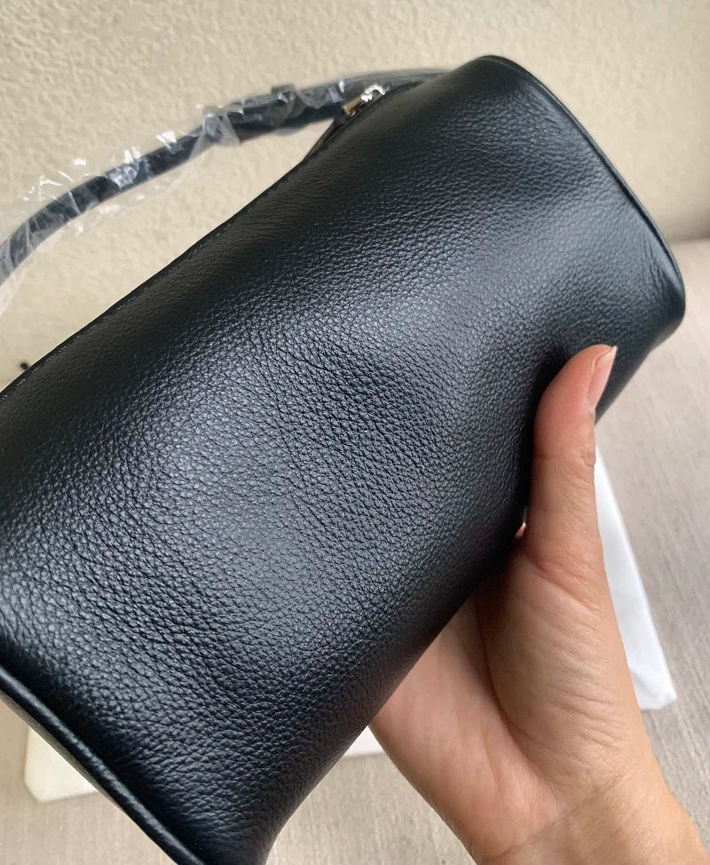 VIELINE Women's Pencil Bag Pillow Bag Genuine Leather Underarm Hobo Bag Day Clutches Ladies Simple Design Mini Purse